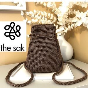 The Sak Crochet Mini Backpack in Taupe